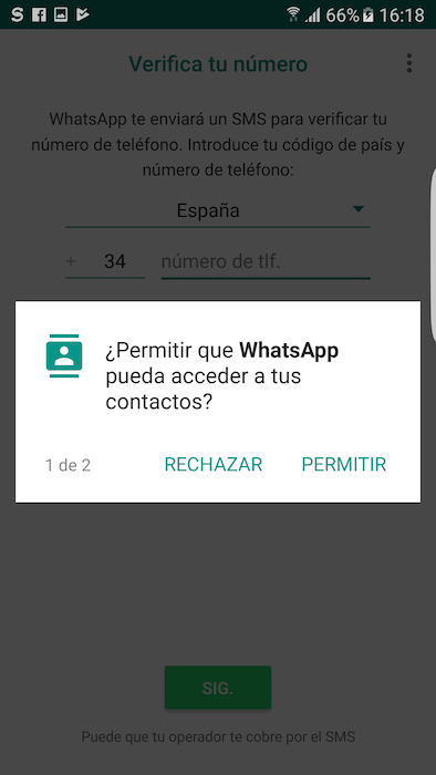 Permisos Contactos WhatsApp