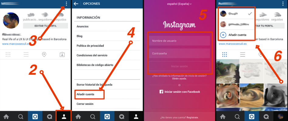 añadir cuentas instagram