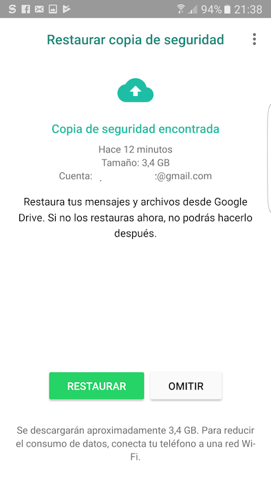 Restaurar copia de seguridad