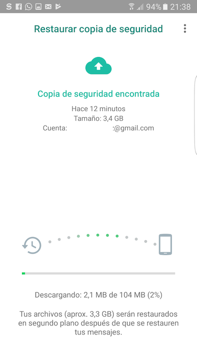 Descargando copia de seguridad