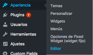 Apariencia Editor WordPress