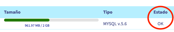 Base de datos wordpress ok