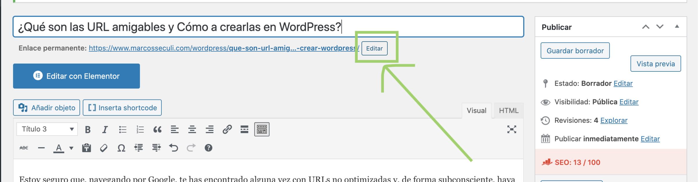 Crear o editar URL amigable Wordpress