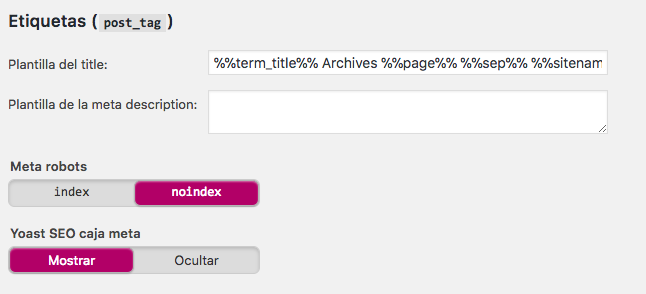 Etiquetas SEO WordPress Yoast