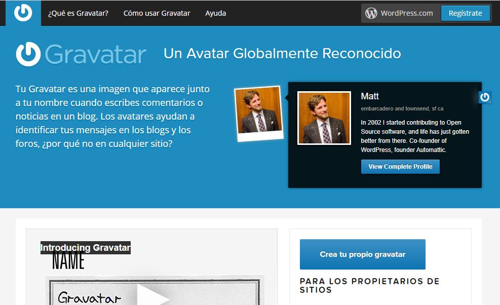 Gravatar crear cuenta