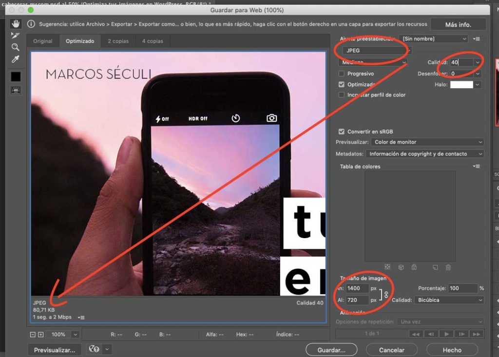 Imagen WordPress optimizada