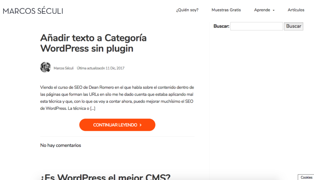 Texto Categoria WordPress