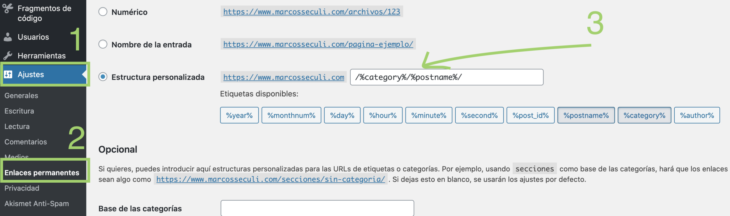 configurar urls amigable wordpress