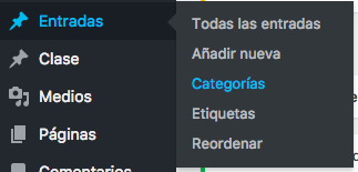 entradas y categorías en WordPress