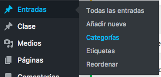 entradas y categorías en Wordpress